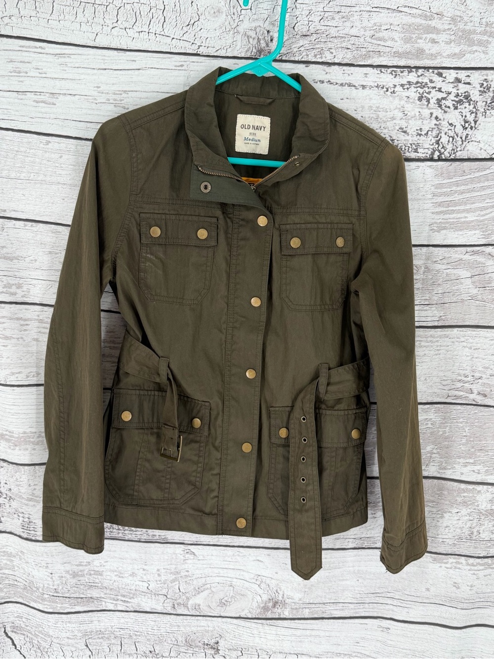 Old Navy Olive Green Utility Jacket with Waist Belt